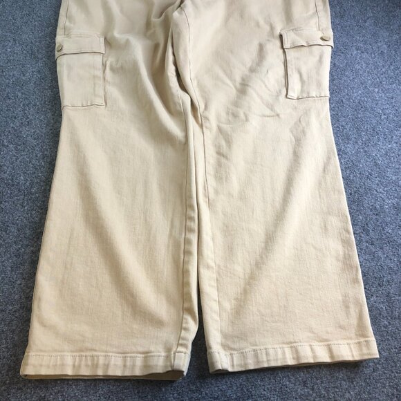 Judy Blue Jeans Womens 24W Beige Cargo Pockets Flap Pocket Wide Leg Garment Dyed - Picture 2 of 12